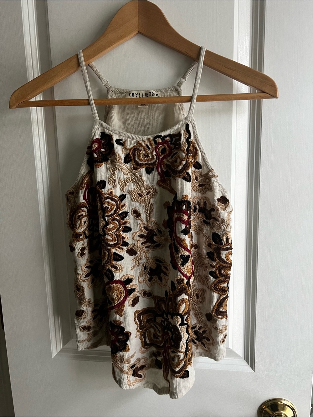 Idyllwind Tullia Cream Embroidered Floral Halter Cami